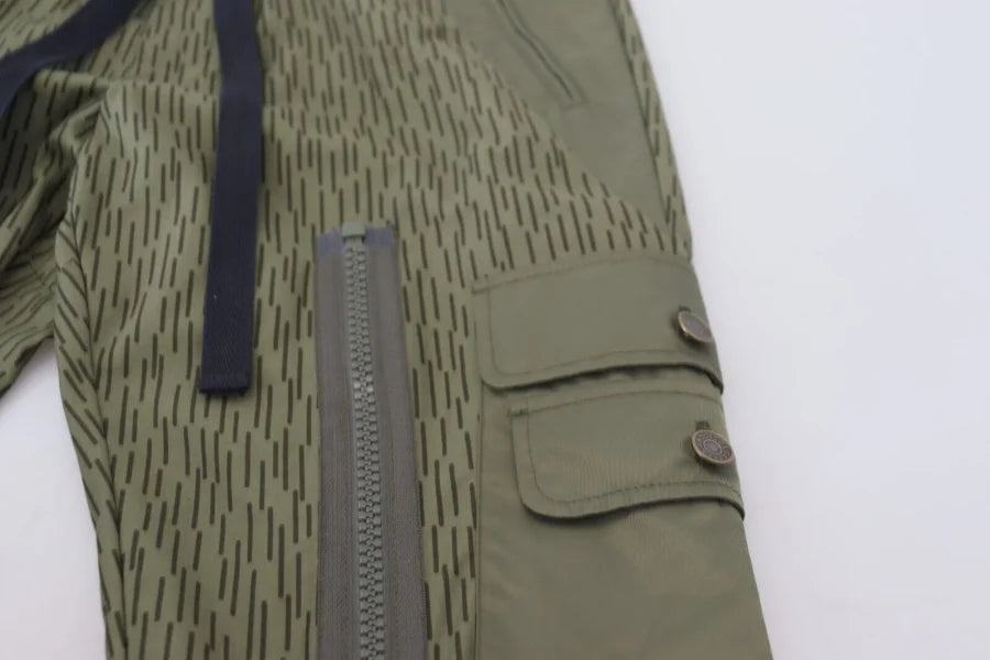 Dolce &amp; Gabbana Green Striped Cargo Zipper Leg Men Trouser Pants