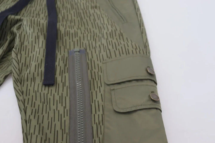 Dolce &amp; Gabbana Green Striped Cargo Zipper Leg Men Trouser Pants