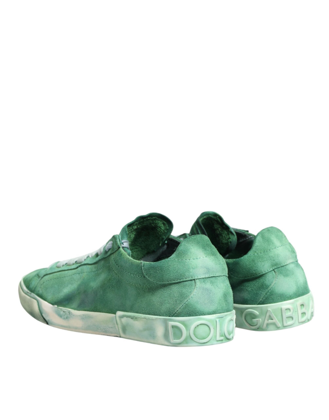 Dolce &amp; Gabbana Green Suade DG Logo Sole Low Top Sneakers Shoes