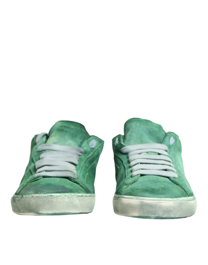 Dolce &amp; Gabbana Green Suade DG Logo Sole Low Top Sneakers Shoes