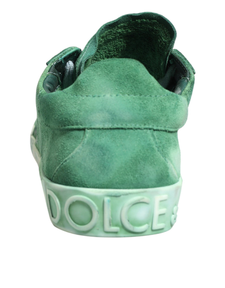 Dolce &amp; Gabbana Green Suade DG Logo Sole Low Top Sneakers Shoes