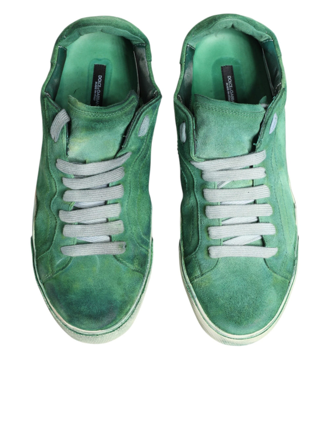 Dolce &amp; Gabbana Green Suade DG Logo Sole Low Top Sneakers Shoes