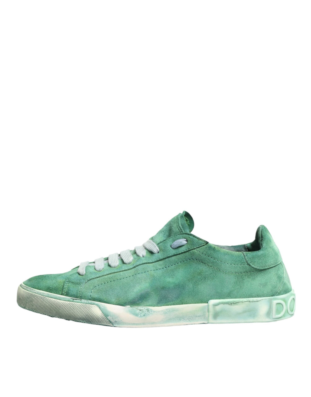 Dolce &amp; Gabbana Green Suade DG Logo Sole Low Top Sneakers Shoes
