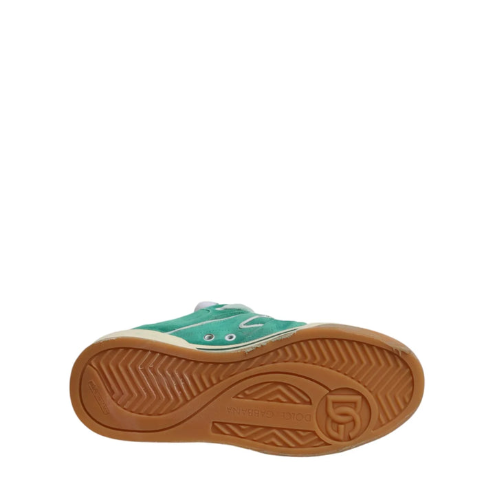 Dolce &amp; Gabbana Green Suede New Roma Low Top Sneakers Shoes