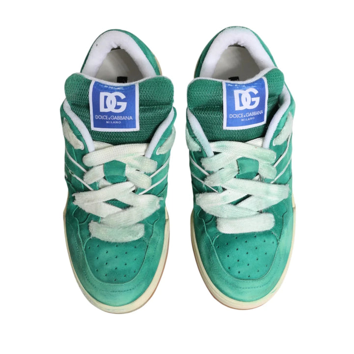 Dolce &amp; Gabbana Green Suede New Roma Low Top Sneakers Shoes