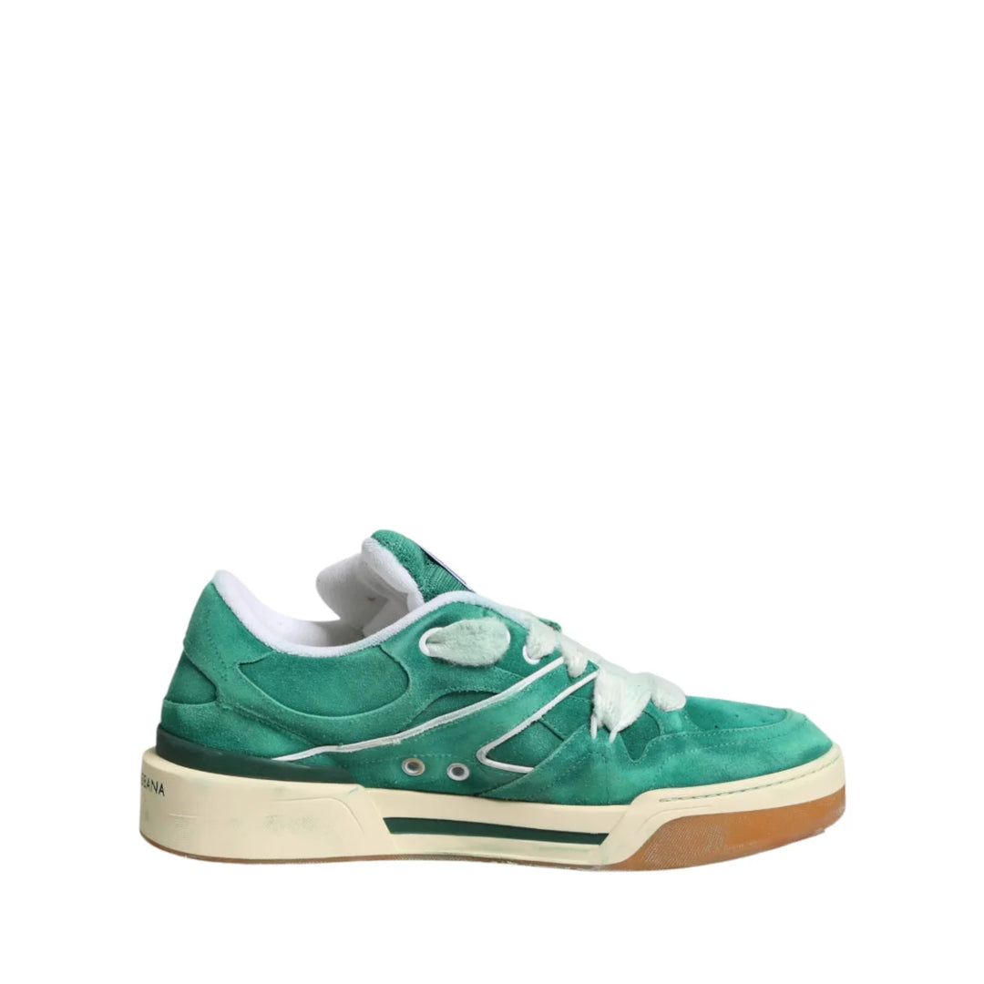Dolce &amp; Gabbana Green Suede New Roma Low Top Sneakers Shoes