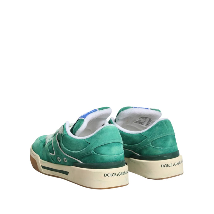 Dolce &amp; Gabbana Green Suede New Roma Low Top Sneakers Shoes