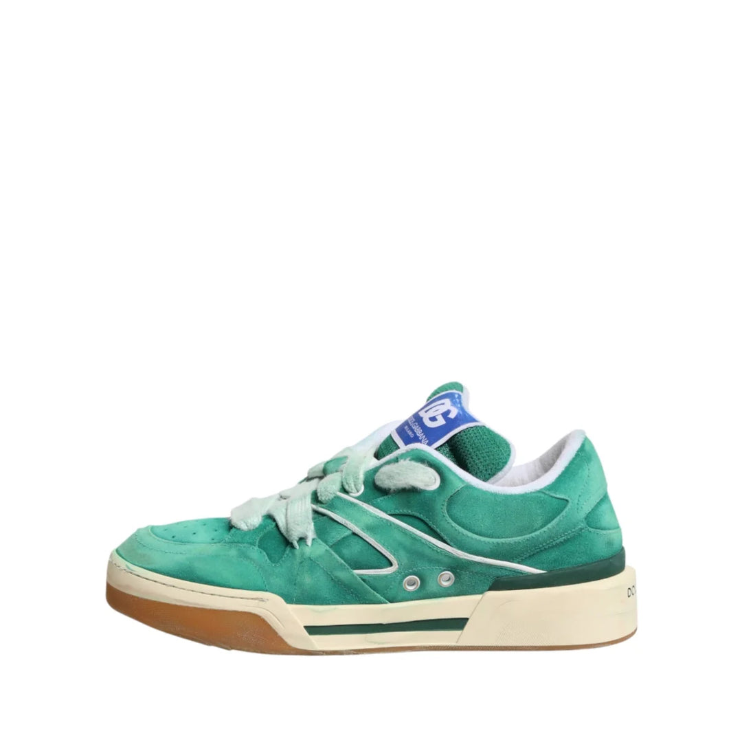 Dolce &amp; Gabbana Green Suede New Roma Low Top Sneakers Shoes