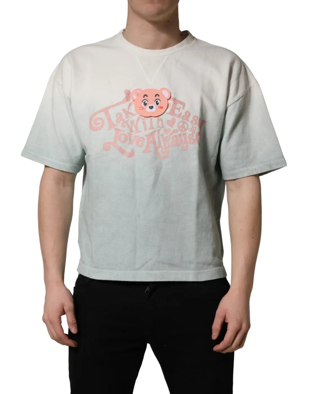 Dolce &amp; Gabbana Green Tie-Dye Graphic Print Cotton Crewneck T-shirt