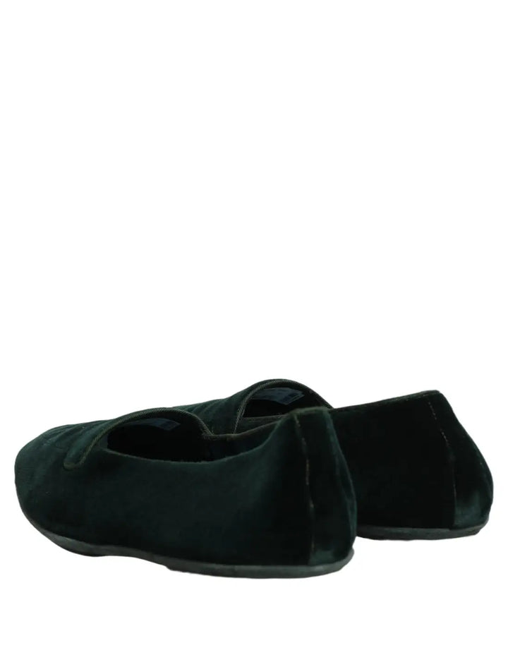 Dolce &amp; Gabbana Green Velvet Slip On Men Flats Loafers Shoes