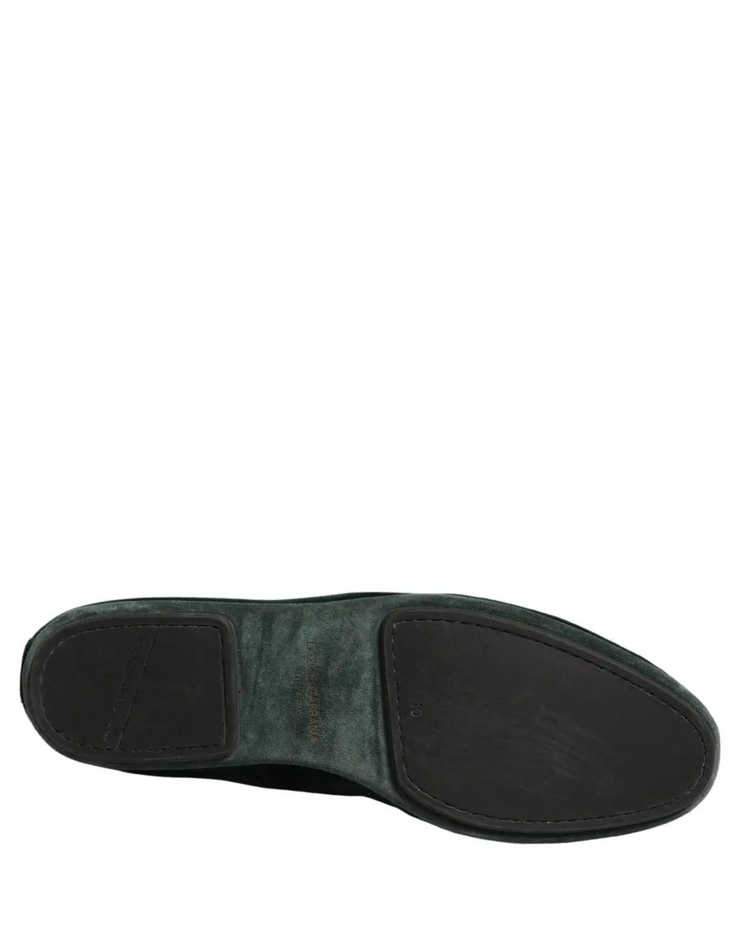 Dolce &amp; Gabbana Green Velvet Slip On Men Flats Loafers Shoes