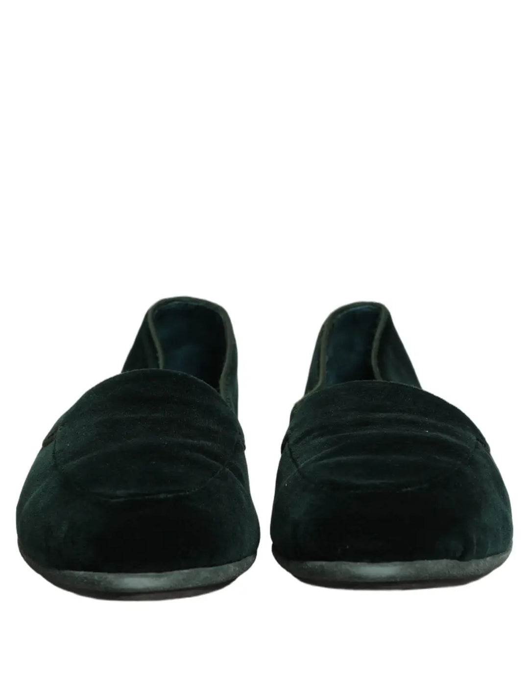 Dolce &amp; Gabbana Green Velvet Slip On Men Flats Loafers Shoes