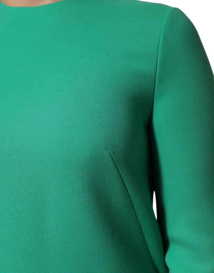 Dolce &amp; Gabbana Green Viscose Acetate Mini Long Sleeve Dress