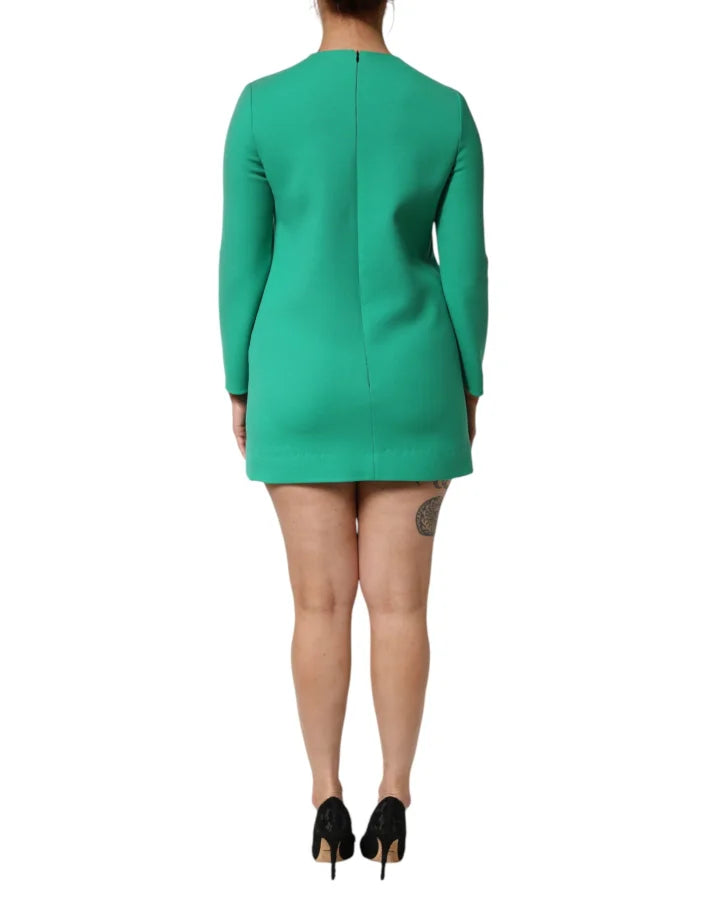 Dolce &amp; Gabbana Green Viscose Acetate Mini Long Sleeve Dress