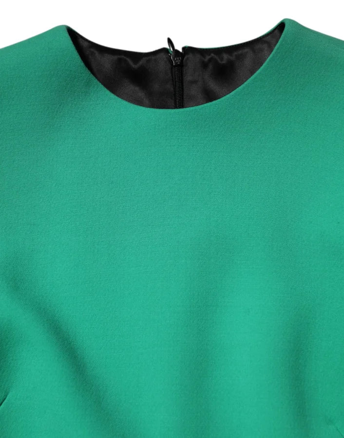 Dolce &amp; Gabbana Green Viscose Acetate Mini Long Sleeve Dress