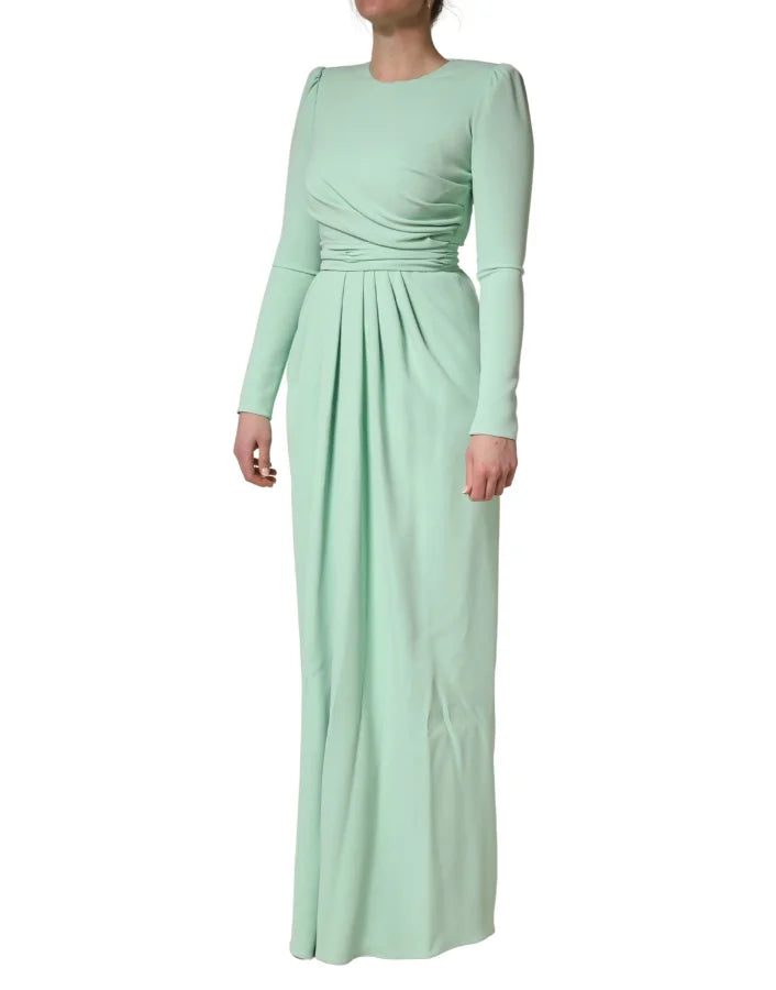 Dolce &amp; Gabbana Green Viscose Long Sleeves Gown Dress