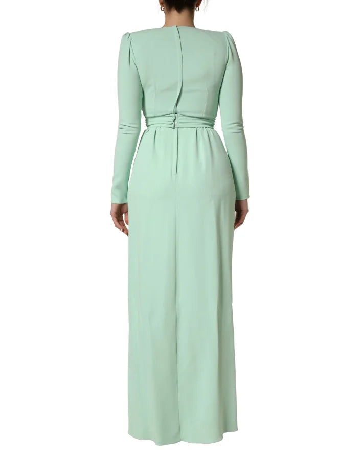Dolce &amp; Gabbana Green Viscose Long Sleeves Gown Dress