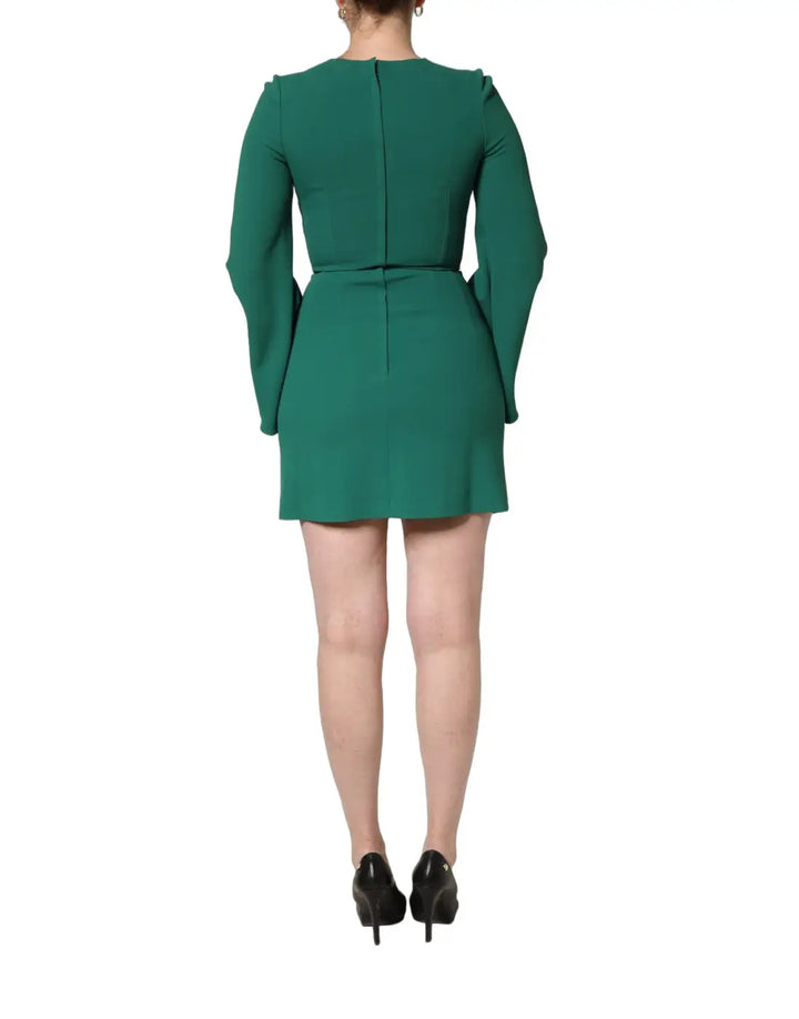 Dolce &amp; Gabbana Green Viscose Long Sleeves A-line Mini Dress