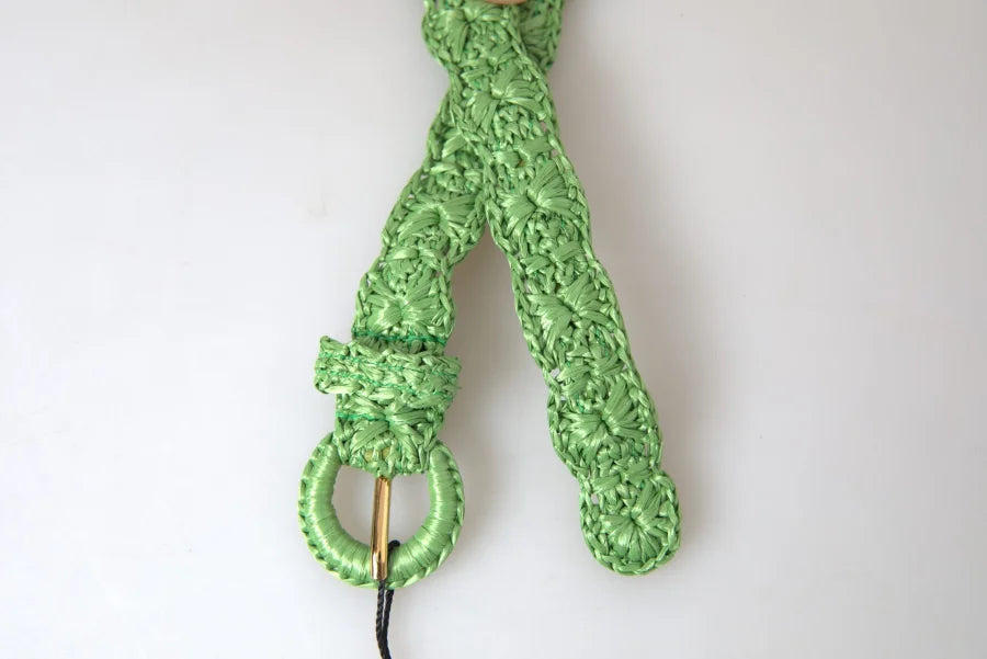 Dolce &amp; Gabbana Green Viscose Weaved Skinny Waist Belt