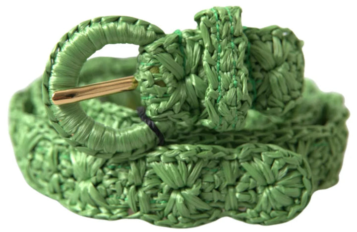 Dolce &amp; Gabbana Green Viscose Weaved Skinny Waist Belt