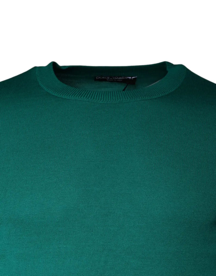 Dolce &amp; Gabbana Green Wool Knit Crew Neck Pullover Sweater