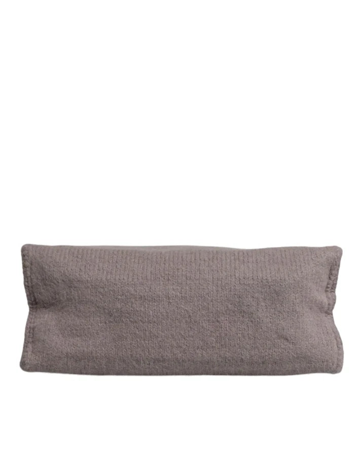 Dolce &amp; Gabbana Grey Alpaca Wool Logo Plaque Tote Shoulder Bag