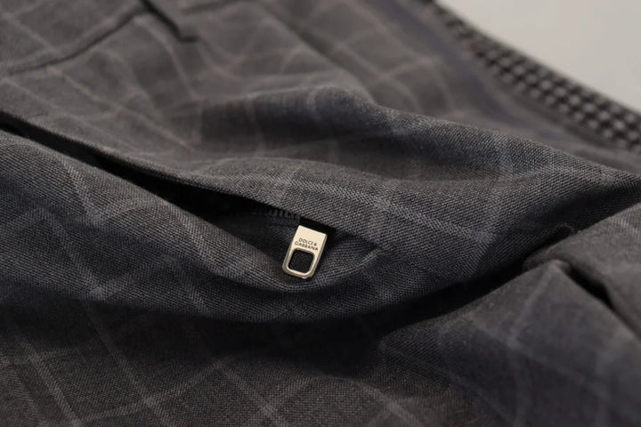 Dolce &amp; Gabbana Grey Cotton Checkered Chino Pants