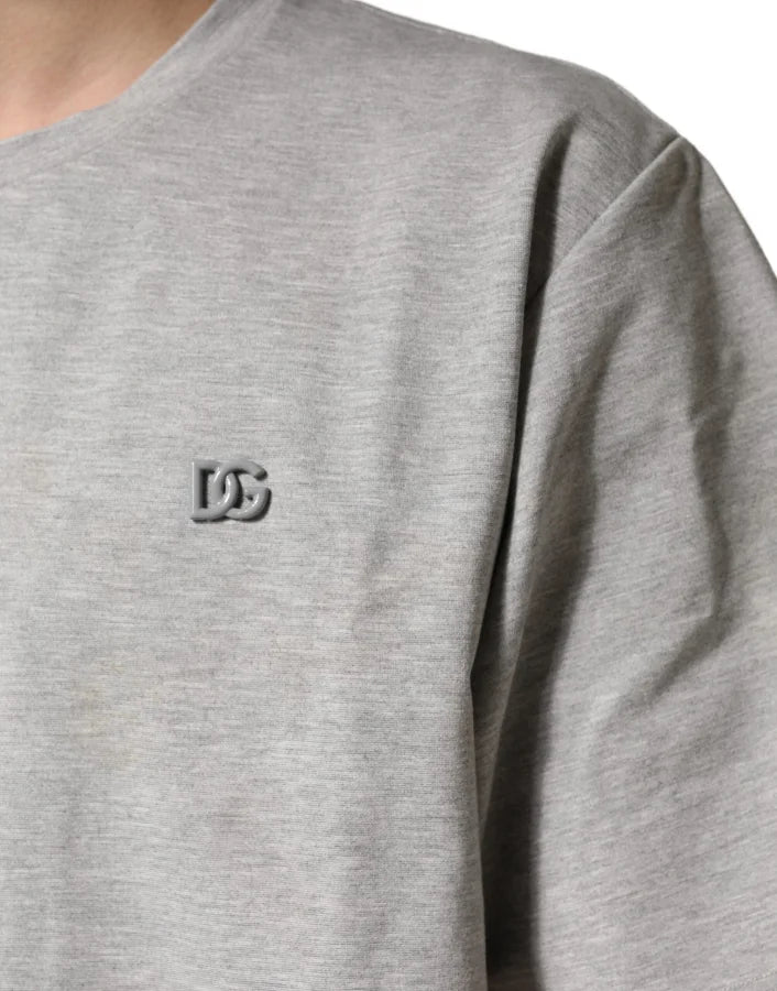 Dolce &amp; Gabbana Grey Cotton Crewneck Short Sleeve T-Shirt