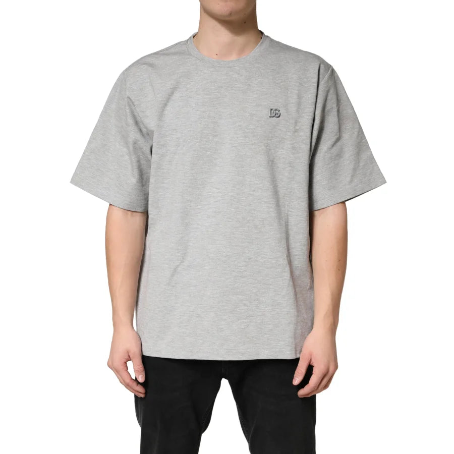Dolce &amp; Gabbana Grey Cotton Crewneck Short Sleeve T-Shirt