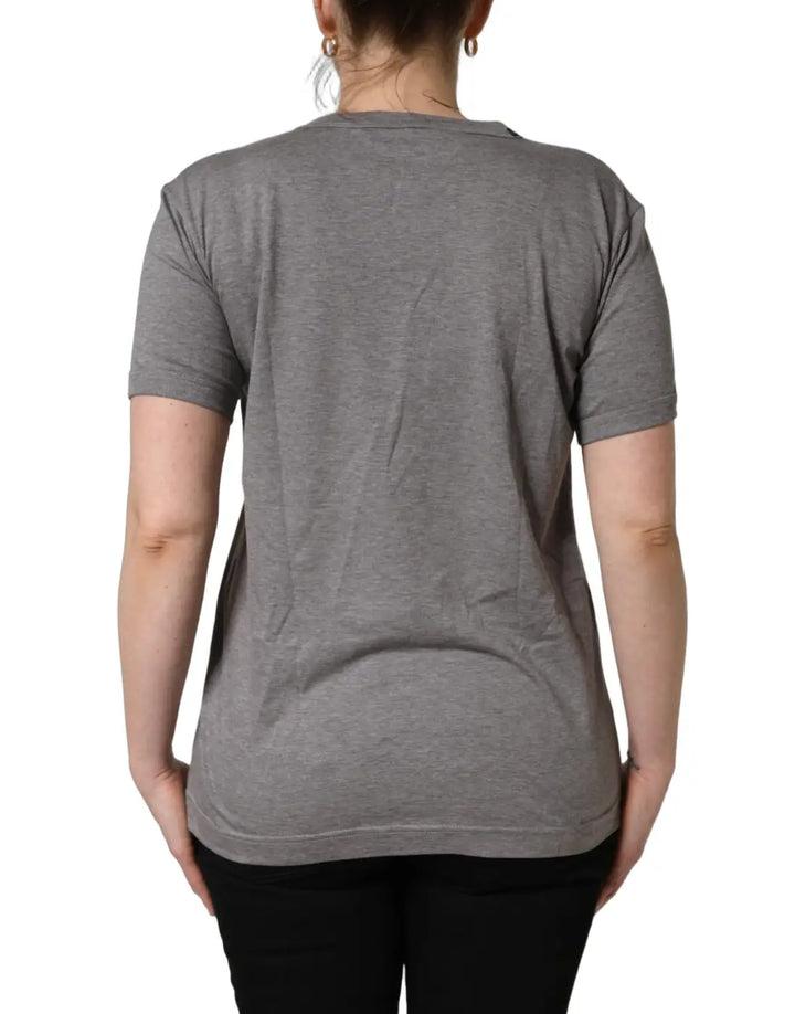 Dolce &amp; Gabbana Grey Cotton Short Sleeves Crew Neck T-shirt