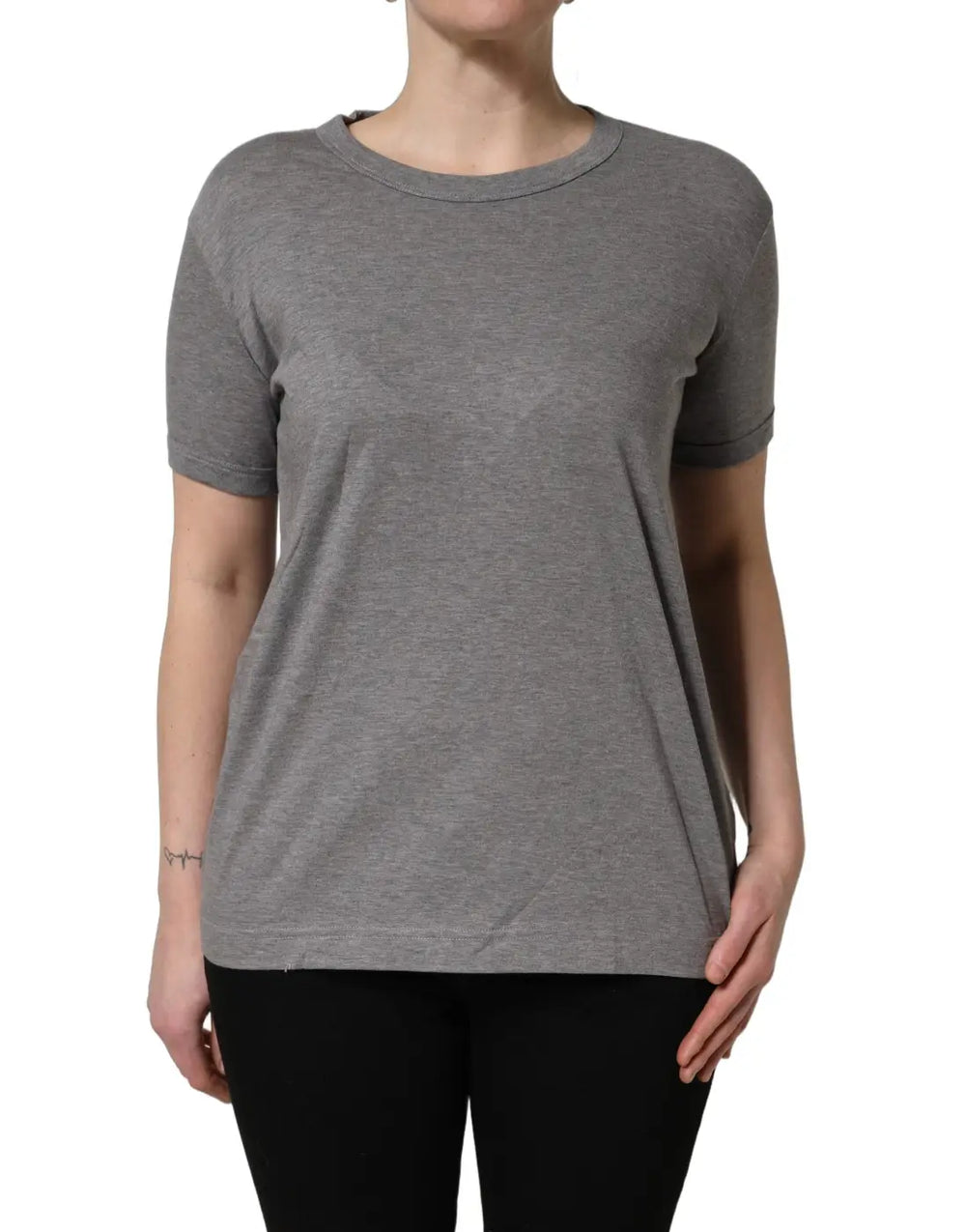 Dolce & Gabbana Grey Cotton Short Sleeves Crew Neck T-shirt