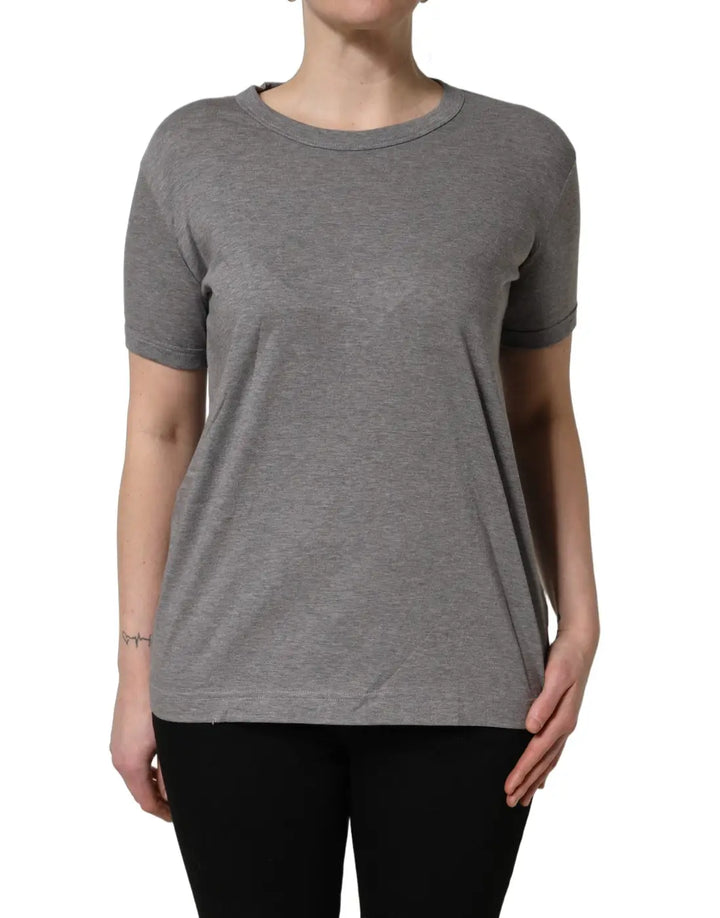Dolce &amp; Gabbana Grey Cotton Short Sleeves Crew Neck T-shirt