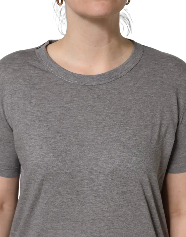 Dolce &amp; Gabbana Grey Cotton Short Sleeves Crew Neck T-shirt