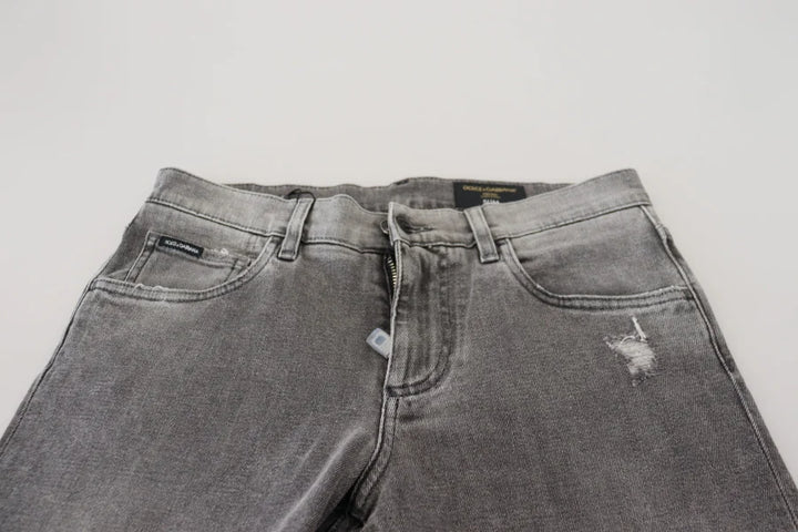 Dolce &amp; Gabbana Grey Washed Cotton Skinny Denim Jeans