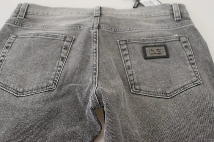 Dolce &amp; Gabbana Grey Washed Cotton Skinny Denim Jeans