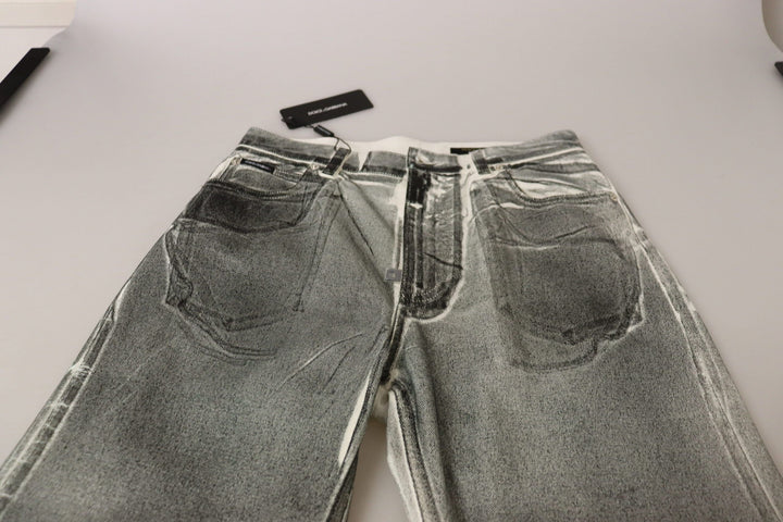 Dolce &amp; Gabbana Grey Washed High Waist Denim Pants Cotton Jeans