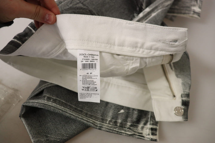 Dolce &amp; Gabbana Grey Washed High Waist Denim Pants Cotton Jeans
