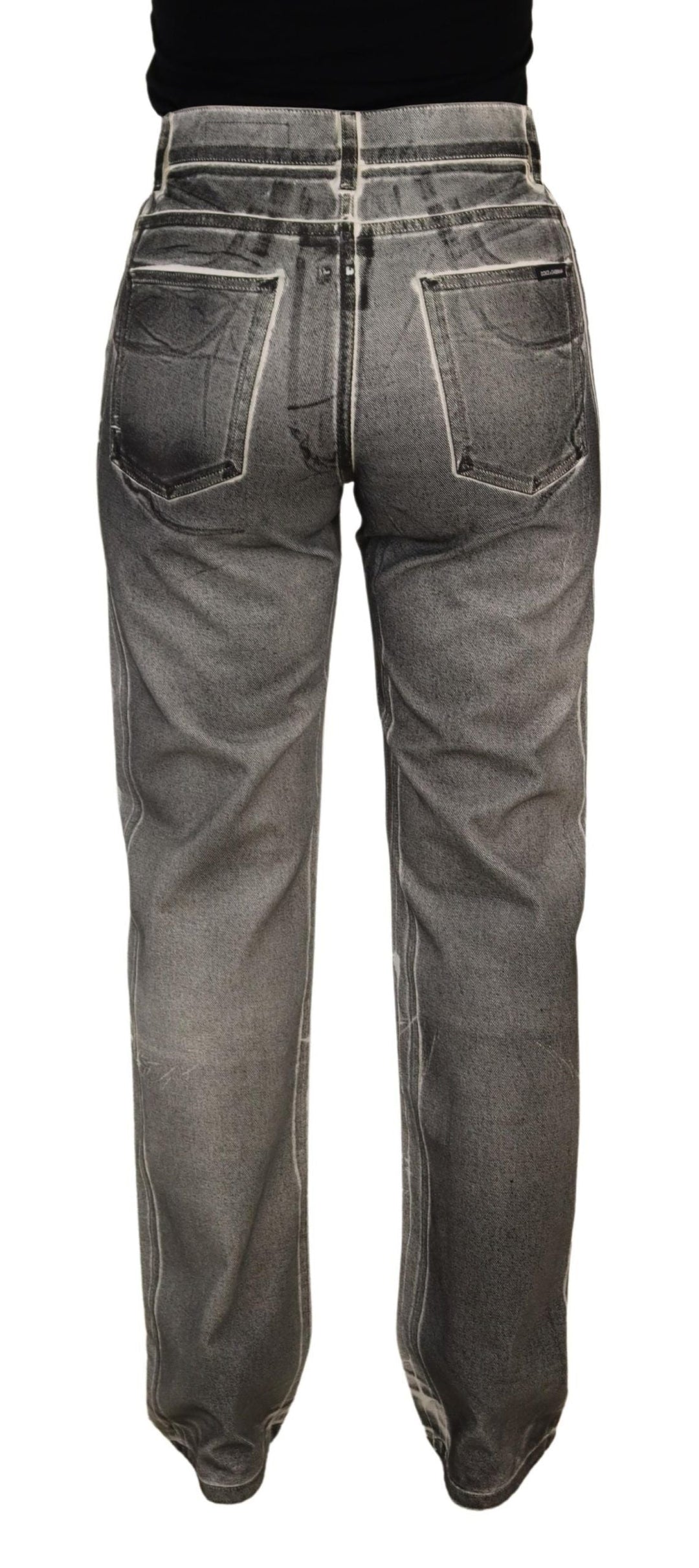Dolce &amp; Gabbana Grey Washed High Waist Denim Pants Cotton Jeans