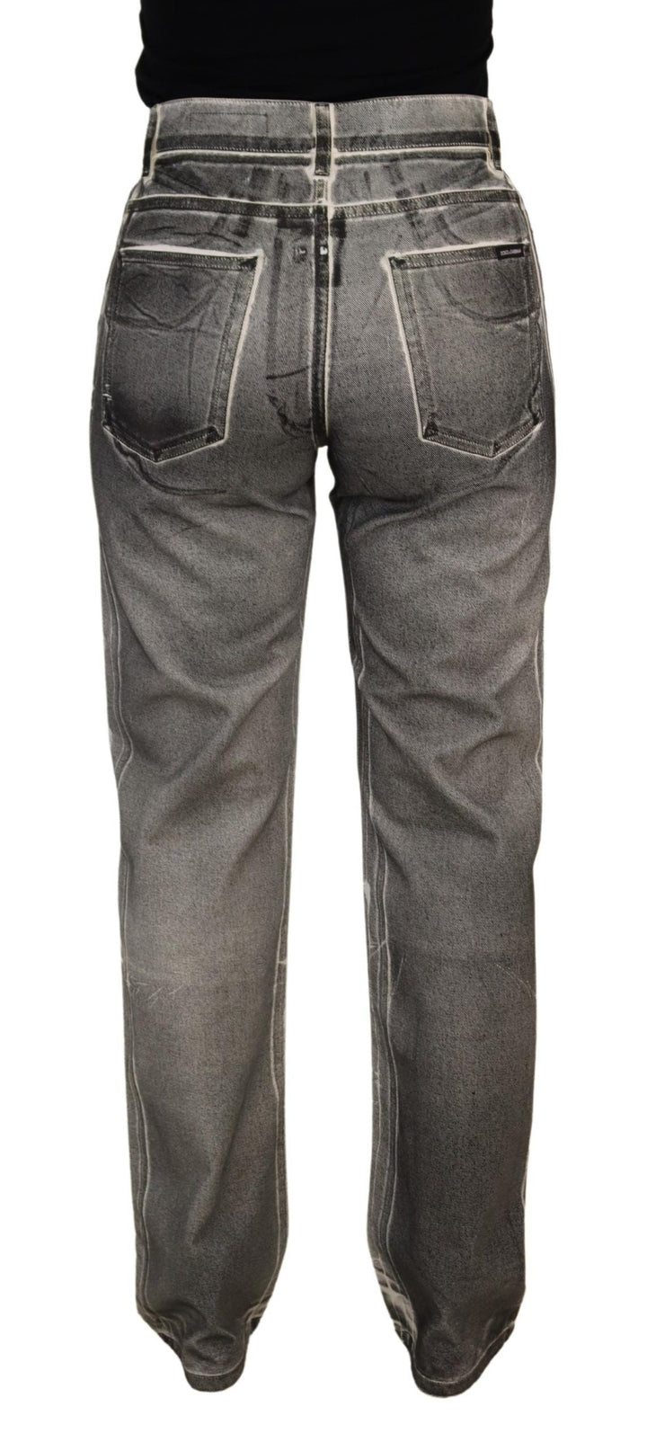 Dolce &amp; Gabbana Grey Washed High Waist Denim Pants Cotton Jeans
