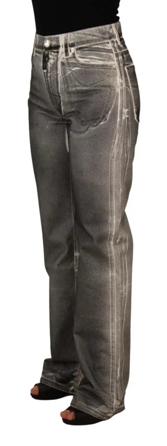 Dolce &amp; Gabbana Grey Washed High Waist Denim Pants Cotton Jeans