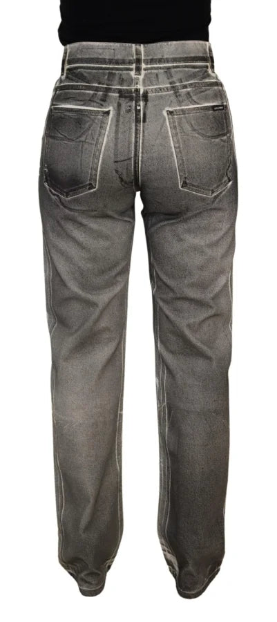 Dolce &amp; Gabbana Grey Washed High Waist Denim Pants Cotton Jeans