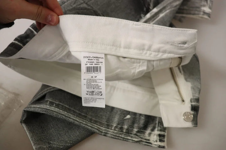 Dolce &amp; Gabbana Grey Washed High Waist Denim Pants Cotton Jeans