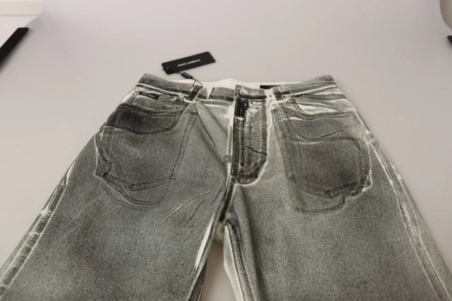 Dolce &amp; Gabbana Grey Washed High Waist Denim Pants Cotton Jeans