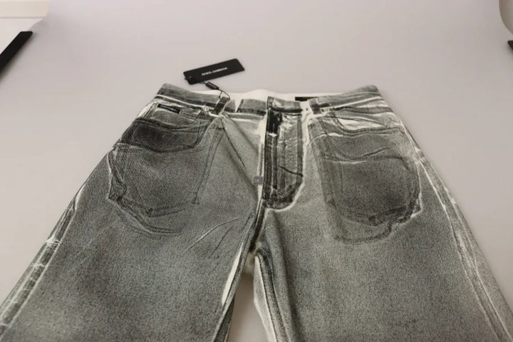 Dolce &amp; Gabbana Grey Washed High Waist Denim Pants Cotton Jeans
