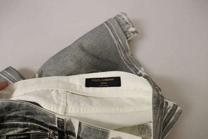 Dolce &amp; Gabbana Grey Washed High Waist Denim Pants Cotton Jeans
