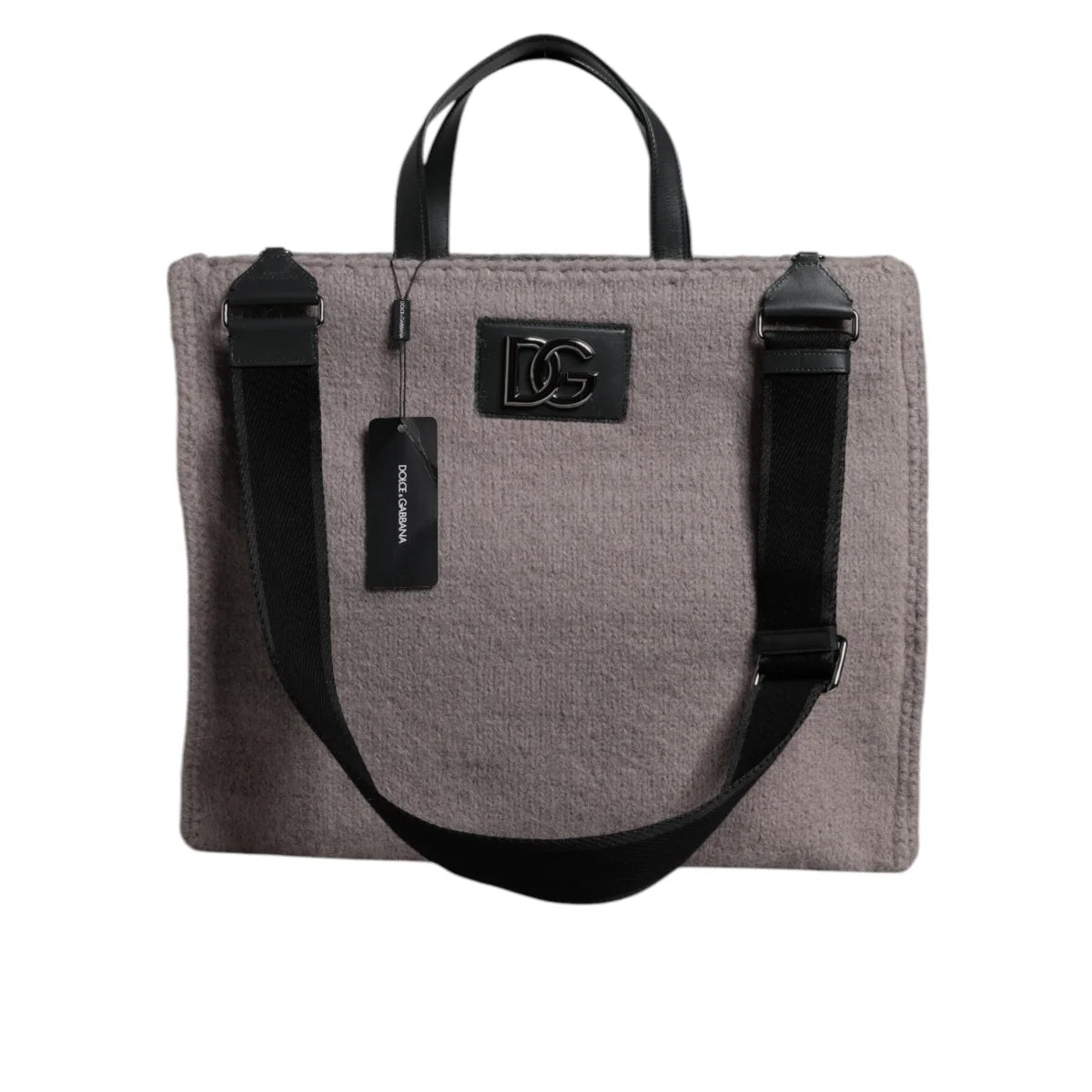 Dolce Gabbana Grey Wool Bag with Black Handles &