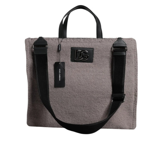 Dolce Gabbana Grey Wool Bag with Black Handles &