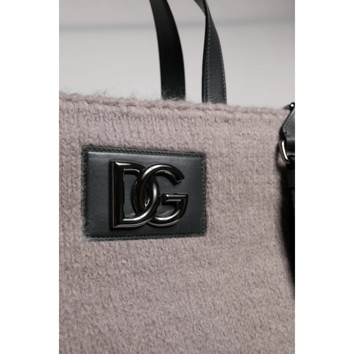 Dolce Gabbana Grey Wool Bag with Black Handles &