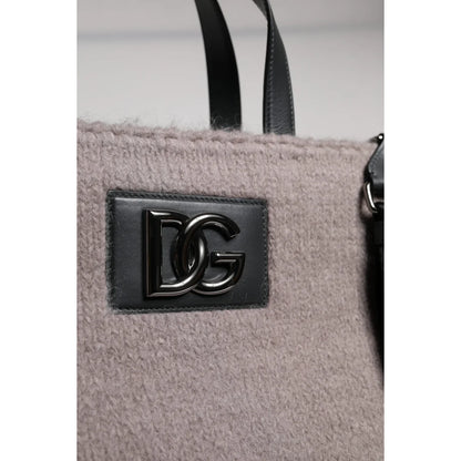 Dolce Gabbana Grey Wool Bag with Black Handles &