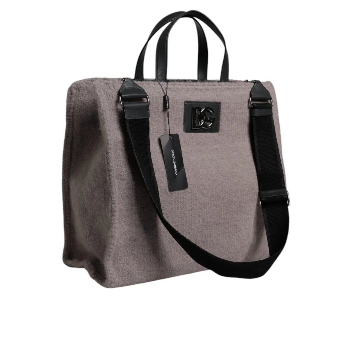 Dolce Gabbana Grey Wool Bag with Black Handles &